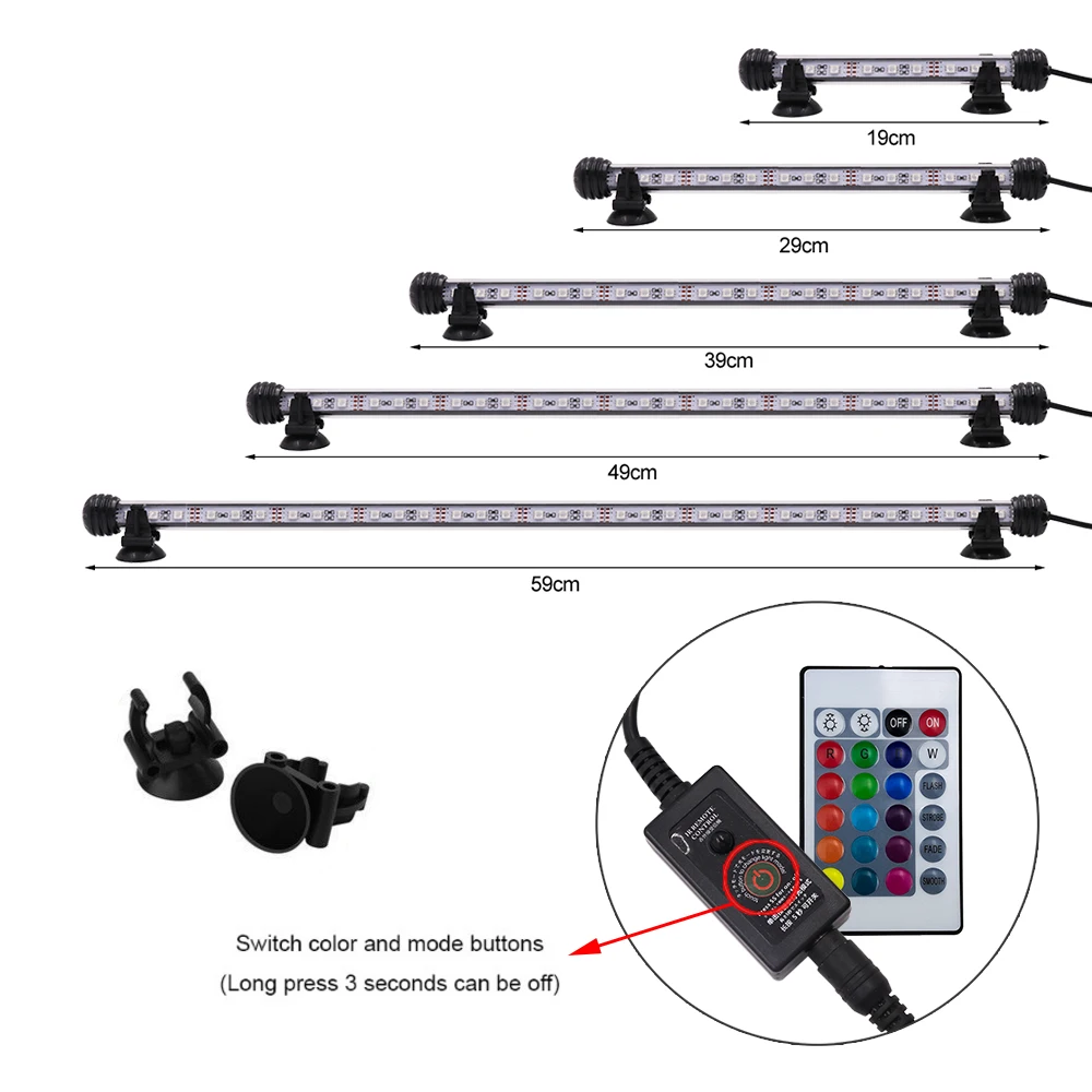 DC 12V LED Aquarium Light Fish Tank Light RGB Color Changing Underwater Light Submersible Air Pump Bubble LED Lamps