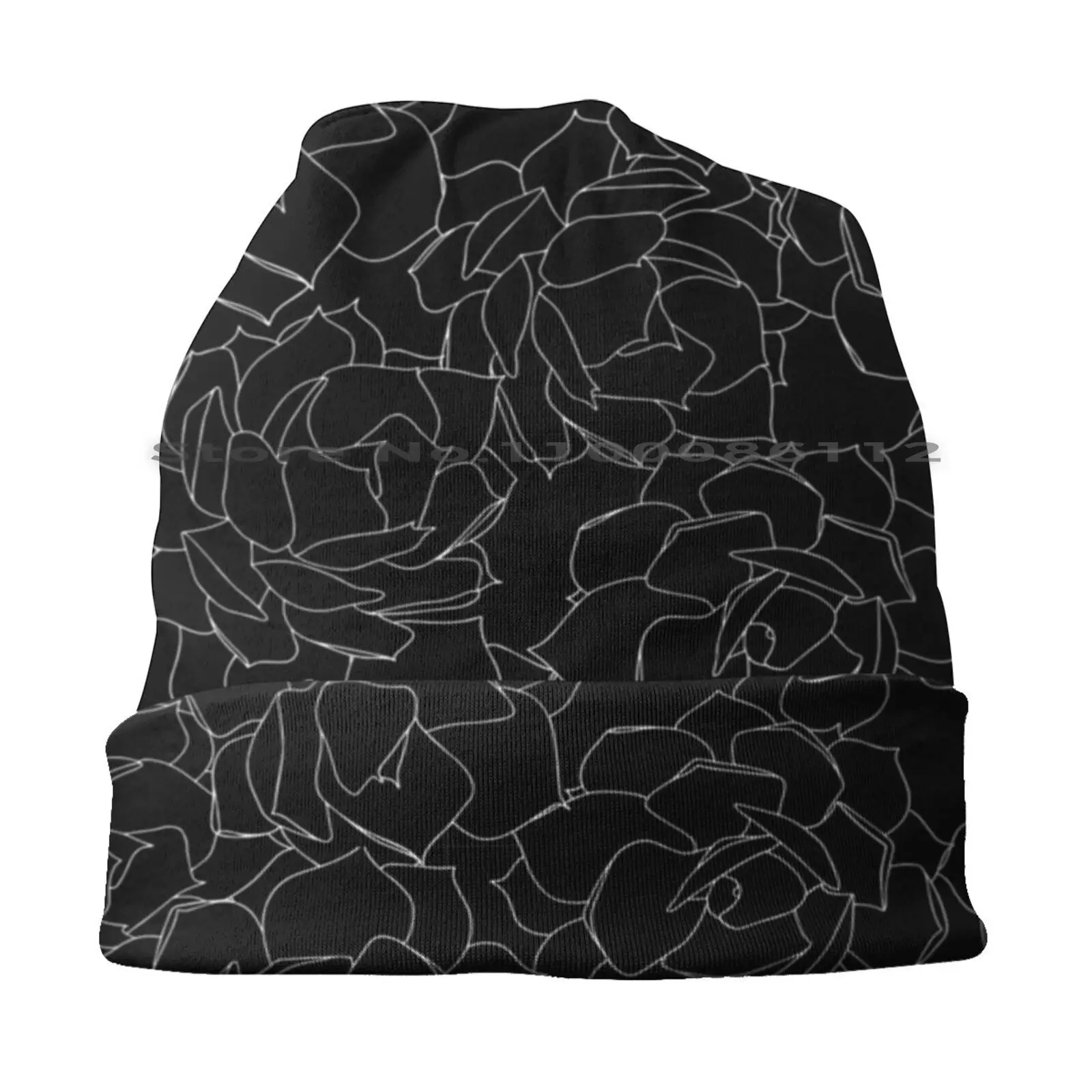 Agave Succulent Outline Black Beanies Knit Hat Outline Simple Cactus Southwest Cacti Desert Black And White Modern Line Drawing