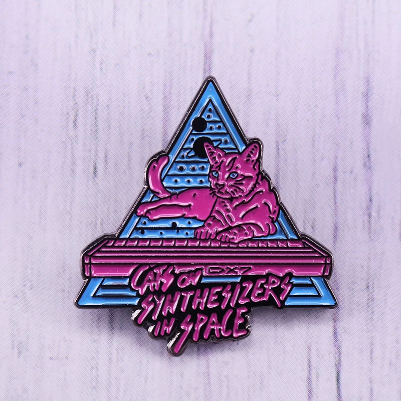 Neon  cosis pin Cats On Synthesizers In Space Neon Enamel Pin