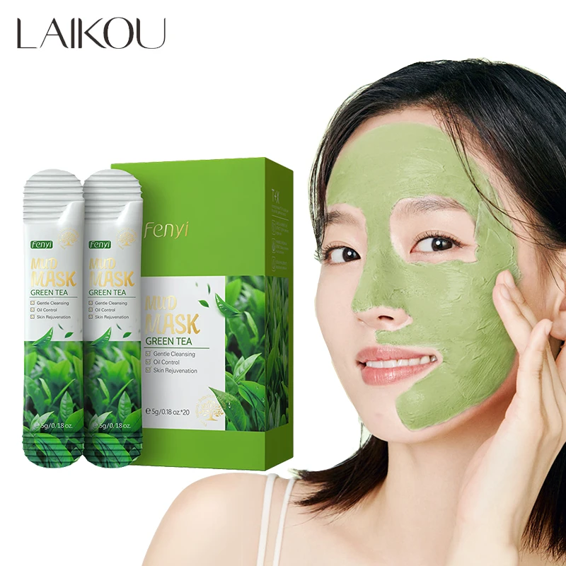 20pcs Green Tea Clay Mask Reduce Face Acne Cream Mask Facial Cleansing Black Dots Blackheads Reduce oil control Skin Care