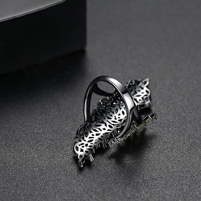 Kinel Luxury Natural Wind Irregular CZ Zircon Ring For Women Party Dating Vintage Jewelry Gun Black Female Rings Christmas Gift