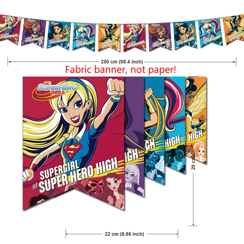 Super Girl Birthday Party Decorations Game DC Hero High Superhero Theme Supplys Banner Cups for Kids