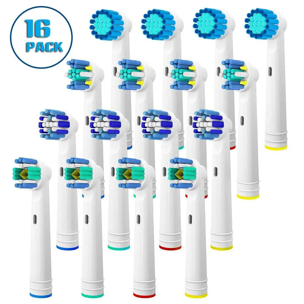 Pack of 16 Toothbrush Heads for Oral B-Includes 4 Precision Clean,4 Floss Clean,4 Senstive Clean,4 White Clean