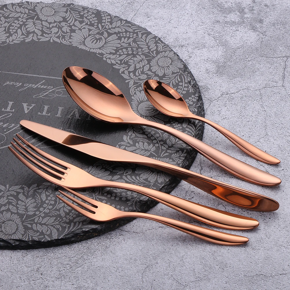 16/20 Pieces Gold Cutlery Set Stainless Steel Tableware Dinnerware Knife Fork Spoon Set Flatware Sliverware Utensils For Kitchen