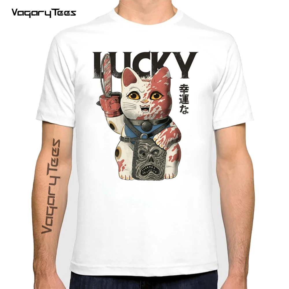 Unlucky Evil Cat funny Otaku t shirt homme Cute Kitten short sleeve men casual tshirt unisex Harajuku streetwear tshirt