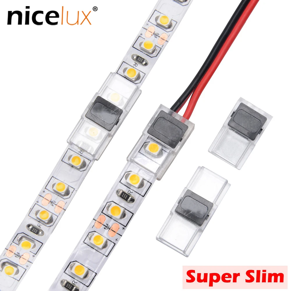 5pcs/lot 2pin LED Strip Connectors for 8mm 10mm IP20 LED Strip to Wire to Strip Power Use Welding Free Quickly Connect 3528 5050