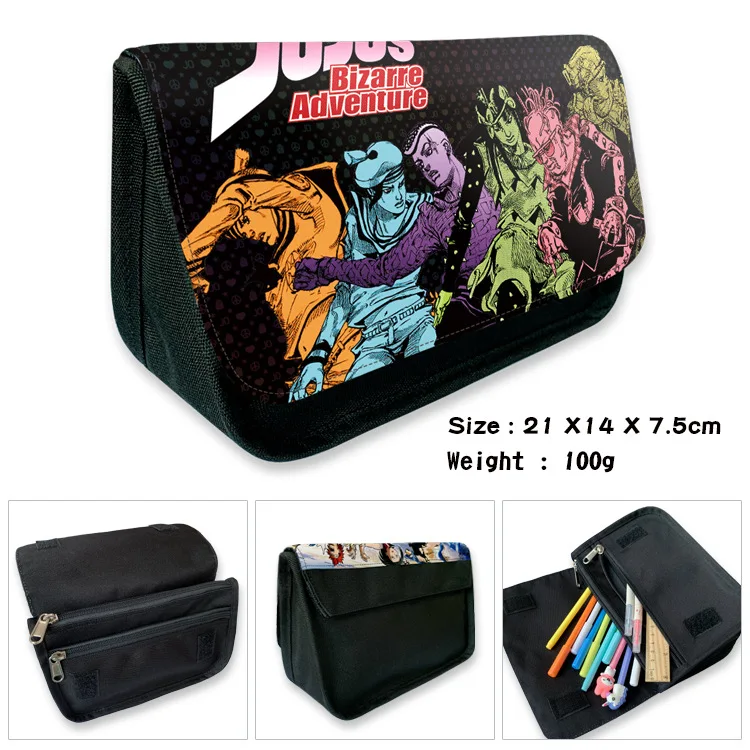 Anime JoJo Bizarre Adventure Cartoon Pencil Case Stationery Box Students Pen Pouch Female Cosmetic Make Up Bags