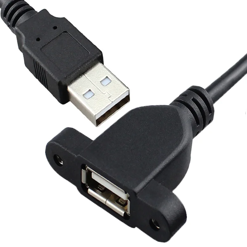 USB 2.0 Extension Cable Male to Female With Screw Panel Mount Foil+Braided Shielded Extension USB Cable Power Cord for PC Laptop