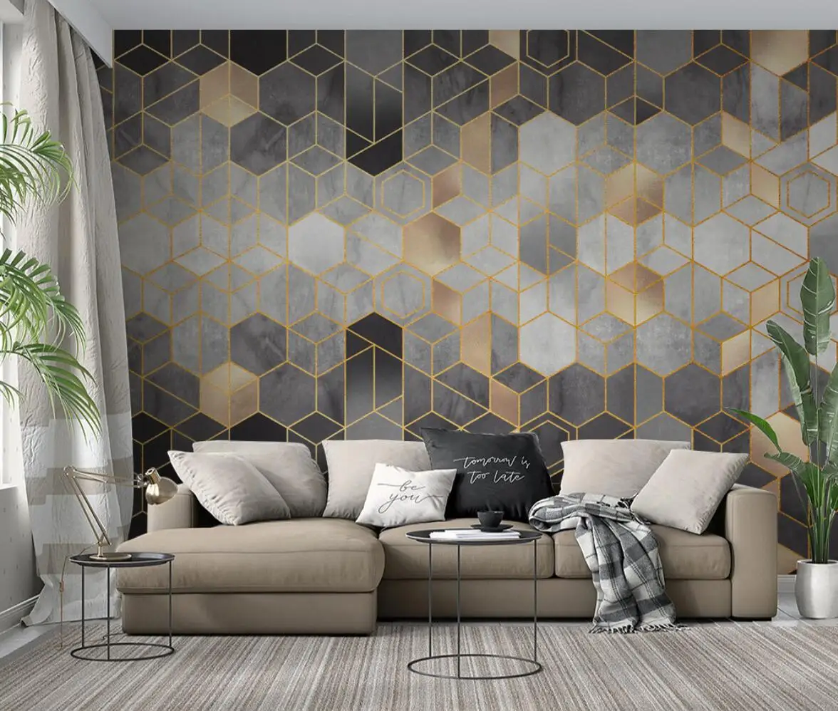 beibehang Custom Modern geometry Mural wallpaper for Living Room Bedroom TV Sofa Backdrop 3D Wall Covering Mural wall stickers