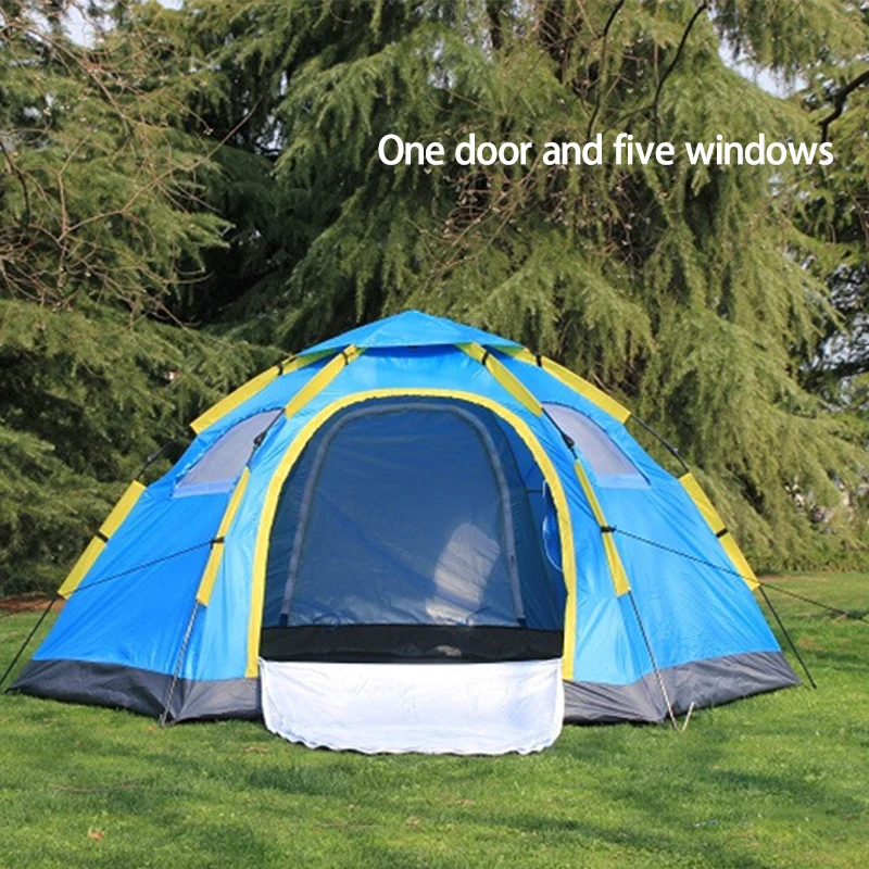 

6-8 People Automatic Camping Tent With 1 Door And 5 Windows UV Protection Yurt Tent Large Outdoor Tent Beach Field Camping