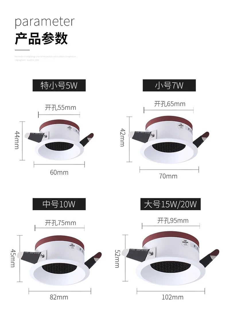 Moderne Honingraat Nest Anti-Glare Lens Verstelbare Cob Concave Beneden Led Plafond Spotlight