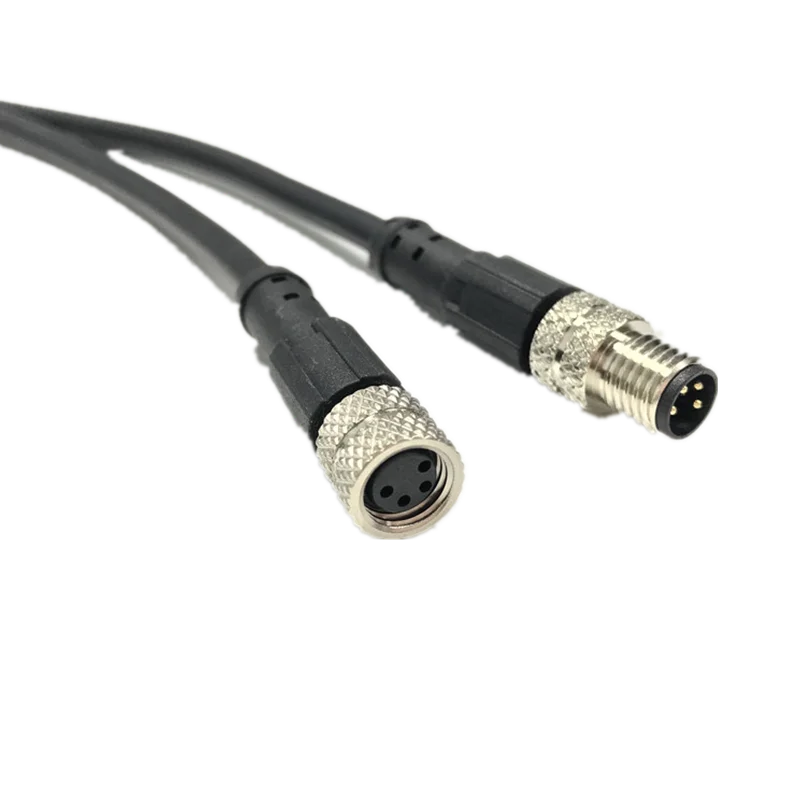 Masculino e Feminino Waterproof Sensor Connector Cable, M8 Plug, Ângulo reto, 3 Pin, 4 Pin, 5 Pin, 6 Pin, 8Pin, Linha PVC, AB, Parafuso, IP67