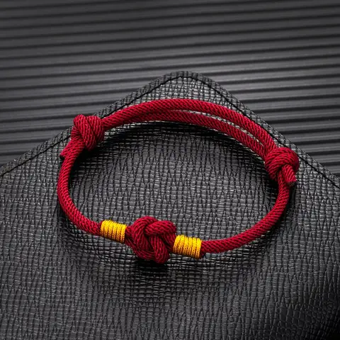 Handgjorda flätade pararmband tibetansk kinesisk knut rött strängarmband för kvinnor män älskare lyckogåva yoga meditationssmycken 10 best sales Kinesiskt knutarmband - №9