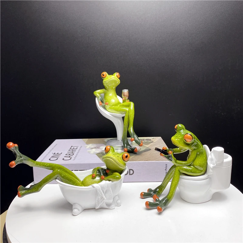 NORTHEUINS 1 Pcs Resin Leggy Frog Figurines Nordic Creative Animal Statues for Interior Sculpture Home Desktop Living Room Decor