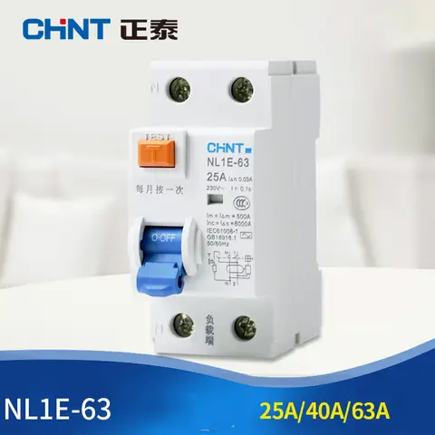CHINT 오리지널 NL1E-63 1P + N 63A 누설 보호기 누전 잔류 전류 회로 차단기 새로운 유형 ELCB RCCB MCB
