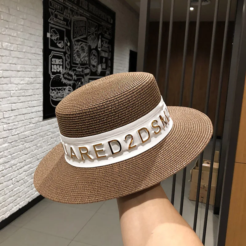 Bucket hat letters summer ladies bucket hat sun hat ladies straw hat fedora hat European men and women hat letters