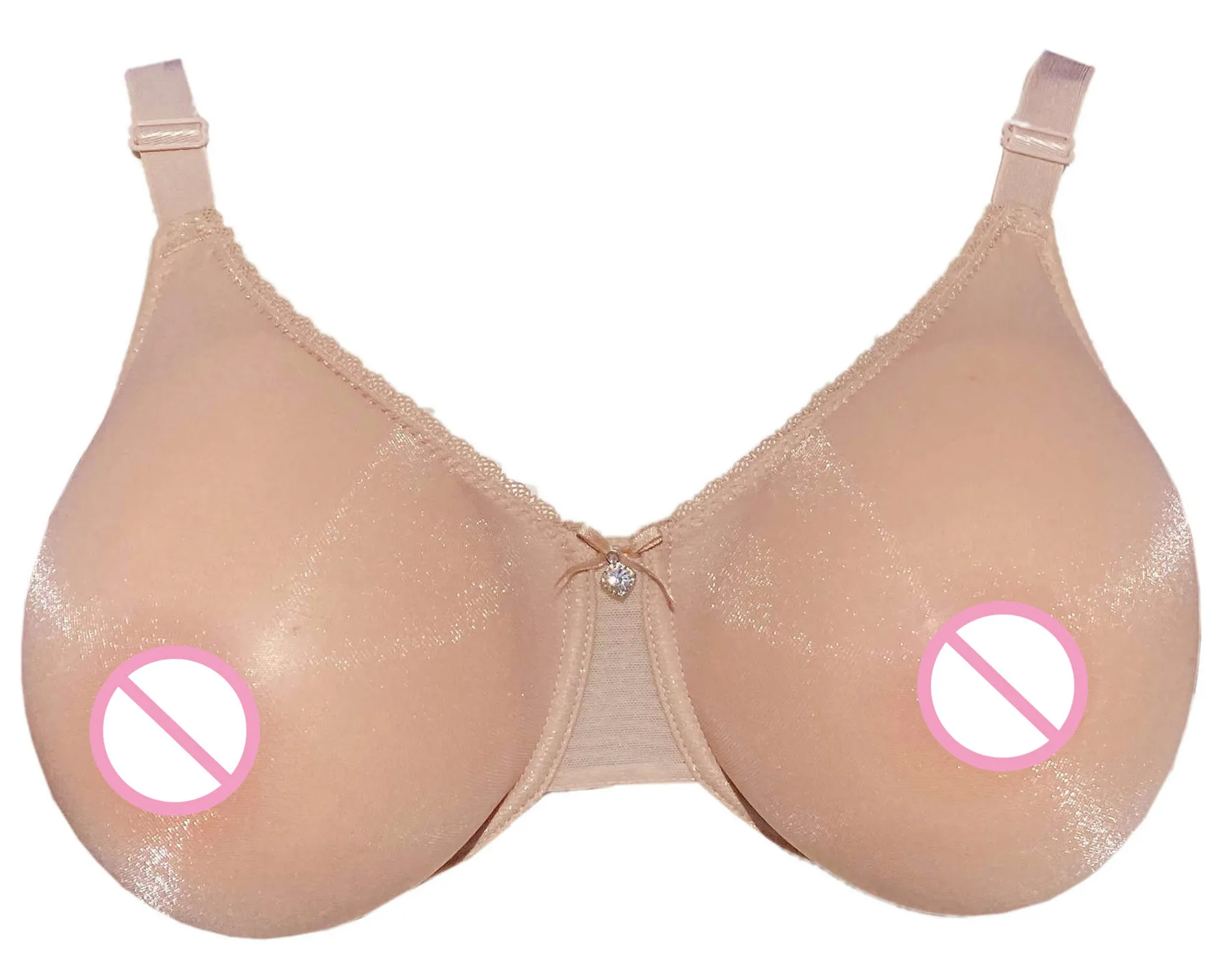 

Cosplay Crossdresser Mastectomy Bra See-Through Pocket Bra to Hold Fake Boobs Silicone Breast Forms Beige/Black Bra A/B/C/D Cup