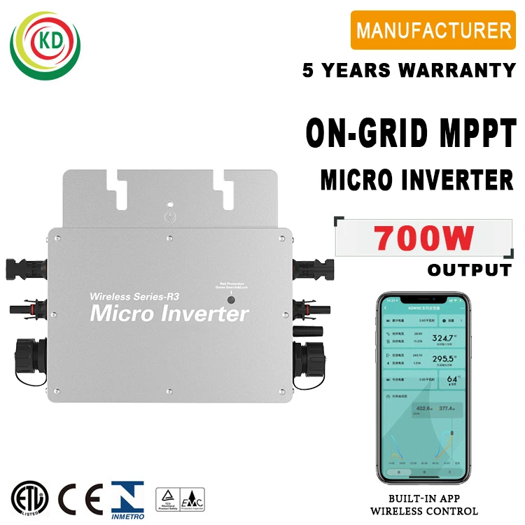 Micro inversor de energia híbrida 700w no inversor do laço da grade sistema de energia solar inteligente casa com internet inteligente das coisas