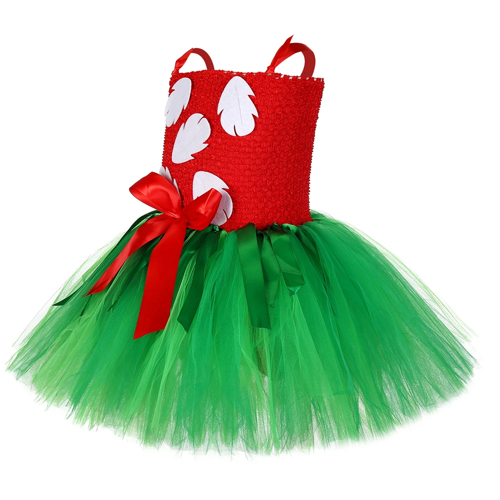 Red Green Hawaiian Girl Dress for Kids Tropical Aloha Style Party Costumes Bohemian Island Holiday Outfit Beach Fancy Tutus
