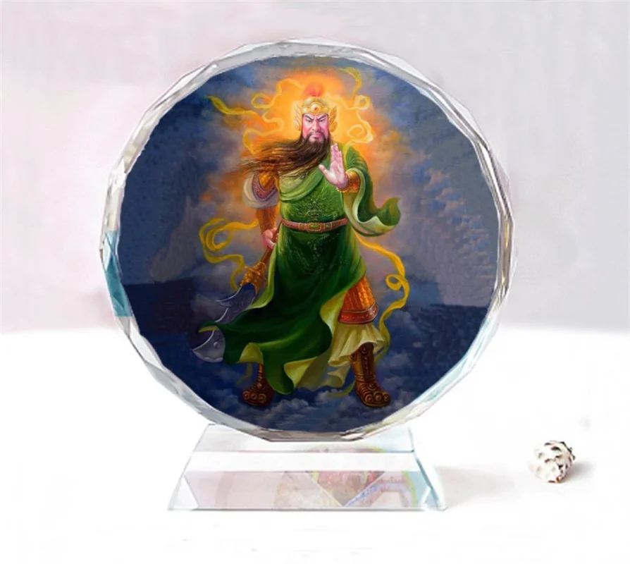 Wu Caishen Guan Yu  Double sided crystal model home car decoration,  Birthday present souvenir