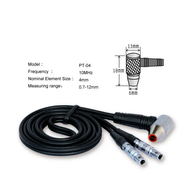 PT-04 10MHZ 4mm Miniature Probe Transducer Sensor for Ultrasonic Thickness Gauge Meter Tester