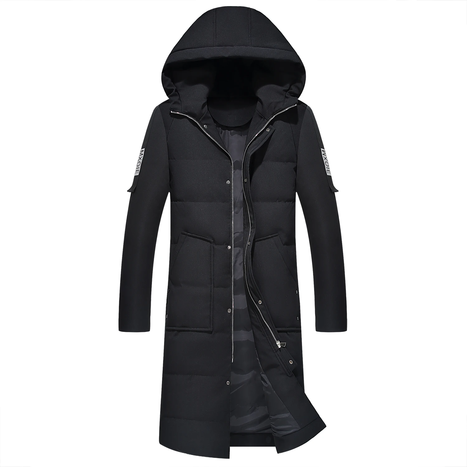 Men Long down jacket male youth winter men handsome coat simple street style trend white warm coat brand fashion casual hooded