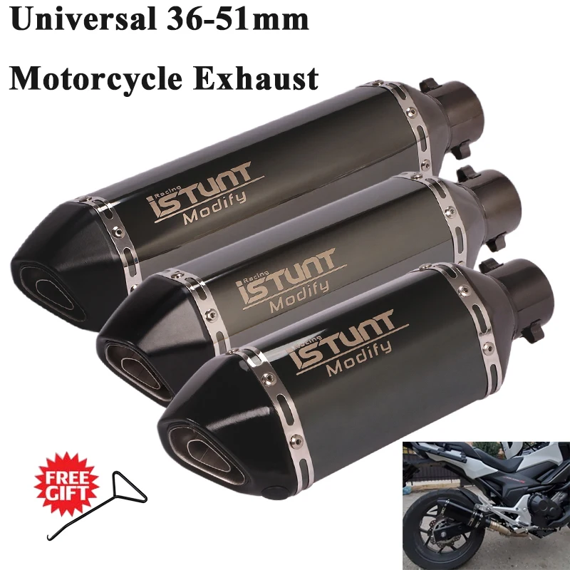 Universal 370mm Motorcycle Exhaust Pipe Escape Silencer Modify Muffler DB Killer For NMAX155 NVX125 R15 Z250 NC700 Dirt Bike R1