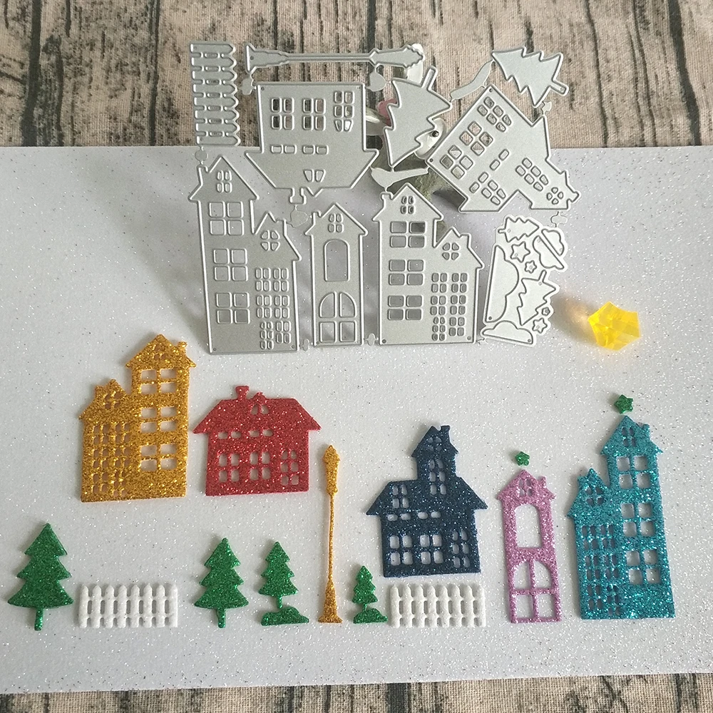 New Christmas house Christmas tree metal cutting mold, used for DIY scrapbooks, cards, photo album decorations, handmade crafts