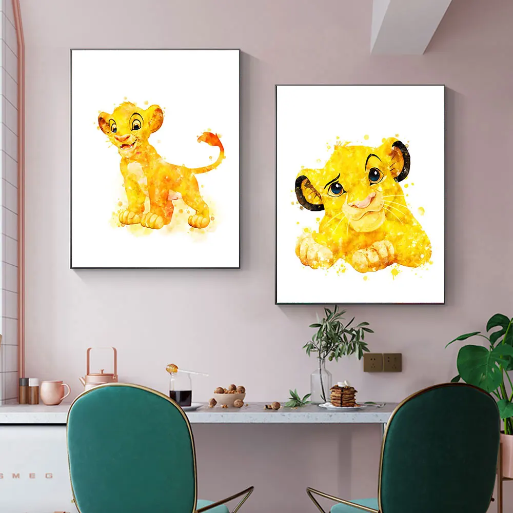 

Modern Watercolor Printing Canvas Decor Painting The Lion King Poster Disney Cartoon Prints Picture For Living Room Decoration