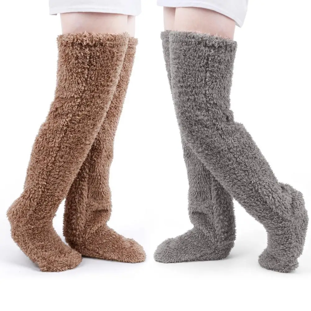 Winter Heated Socks Over Knee High Footless Socks Leg Warmer Adjustable Comfortable Woolen Leg Cover Socks