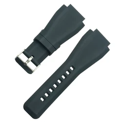 Black nature Rubber Watch Band Strap for Bell & Ross BR-01 and BR-03 And Buckle Watchband DIY Replace