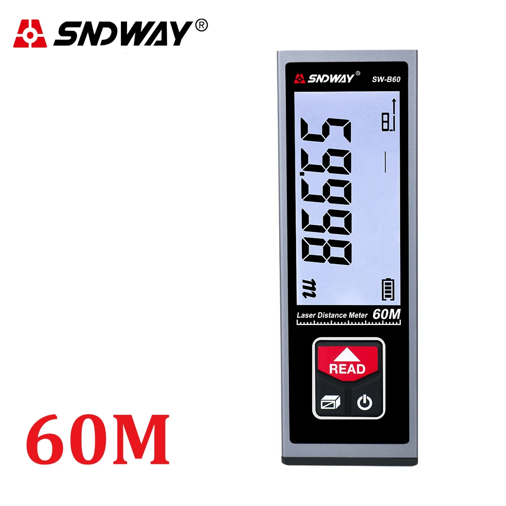 SNDWAY Laser Distance Meter 40m 50m 60m Laser Rangefinder Roulette Range Finder Trena Ruler Telemetre Measuring Tape Tools