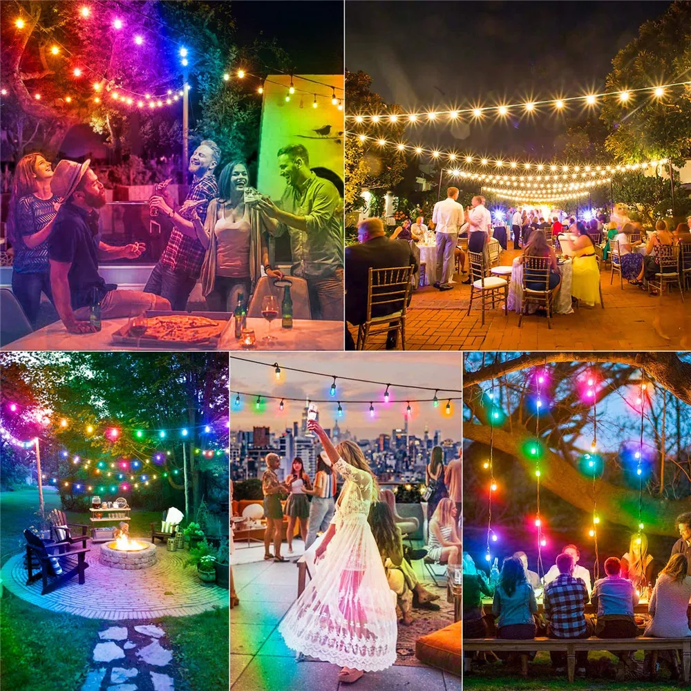 S14 LED Bulb String Lights Connectable Festoon 5M 10M Waterproof Outdoor Fairy Light String For Wedding Garden Patry Decorate