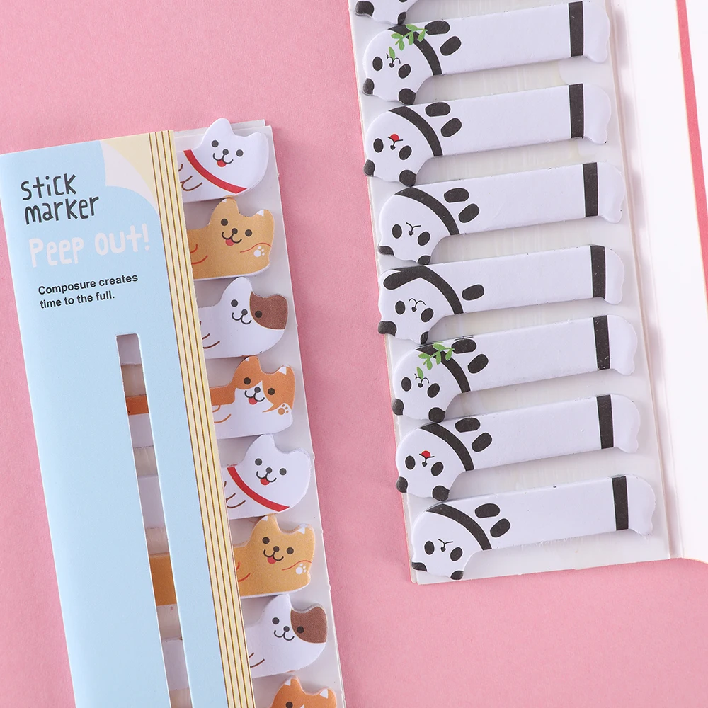 Paper Cartoon Marker Cute Cat Panda Rabbit Animal Style Bookmarks Cute Cat Funny Student School Stationery For Children Gift