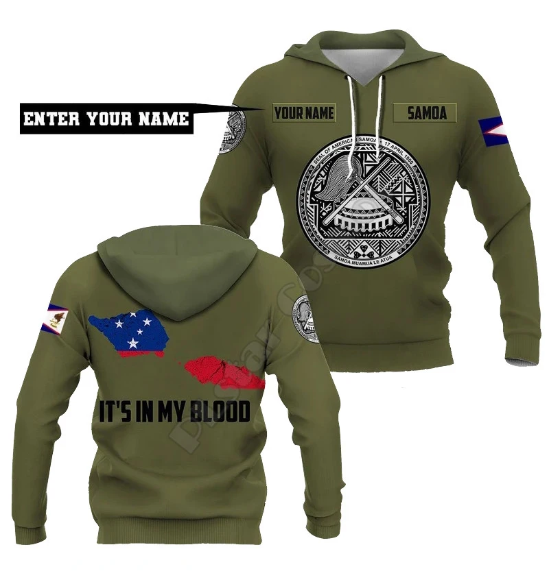 

Personalized Name Samoa In my blood hoodie 3D Printed Hoodies Pullover Men For Women Sweatshirts Sweater Cosplay Costumes