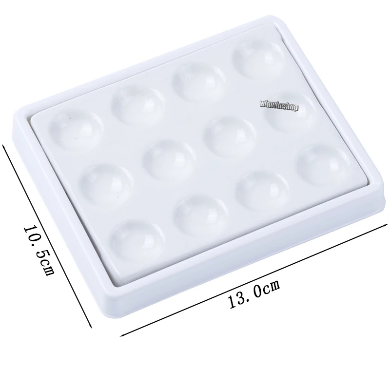 Dental Lab Porcelain Ceramic Mixing Material Watering Wet Tray 12 Pits Moisturizing Plate 12 Slot Ceramic Palette with Cover