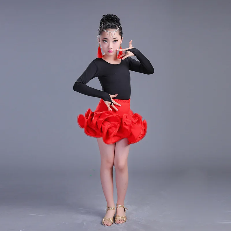 Kinderen Latin Dans Kostuums Meisjes Latin Rok 2 Stuk Set Korte Mouwen Professionele Concurrentie Stage Uitvoeren Dancewear