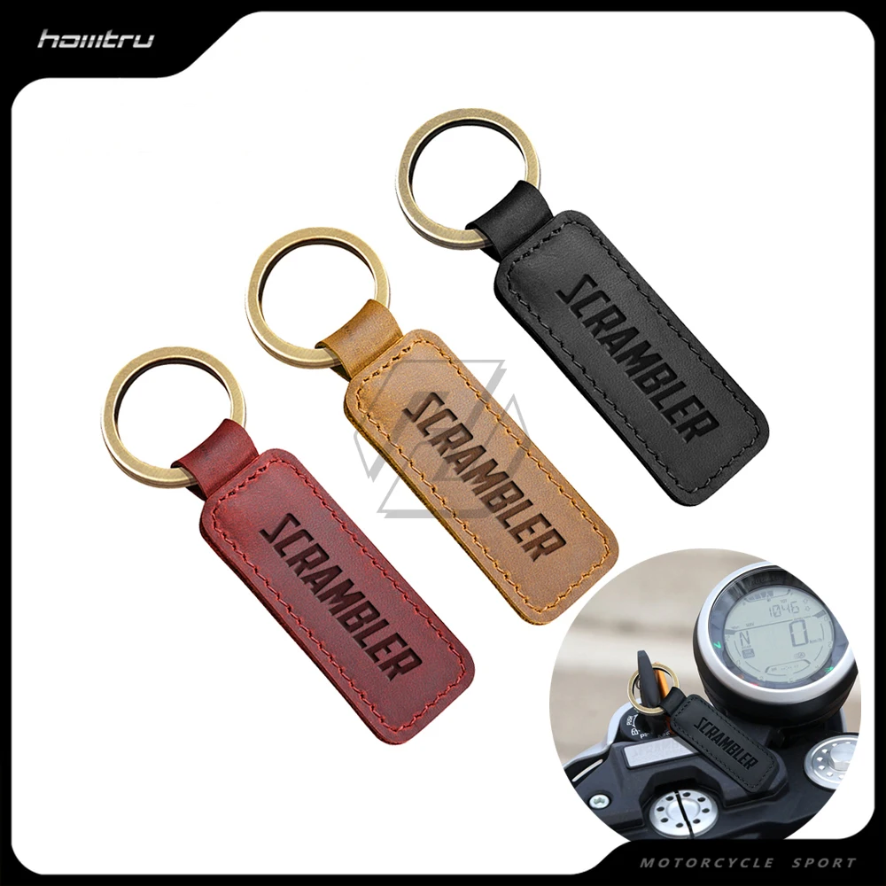 

Motorcycle Keychain Motocross Cowhide Key Ring Fits for Honda Yamaha Suzuki Harley Triumph Ducati Scrambler 800 1200