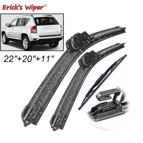 Kit de escobillas de limpiaparabrisas delanteras y traseras de Erick para Jeep Compass MK49 2006-2016, parabrisas, ventana de 22 ""20"" 11""