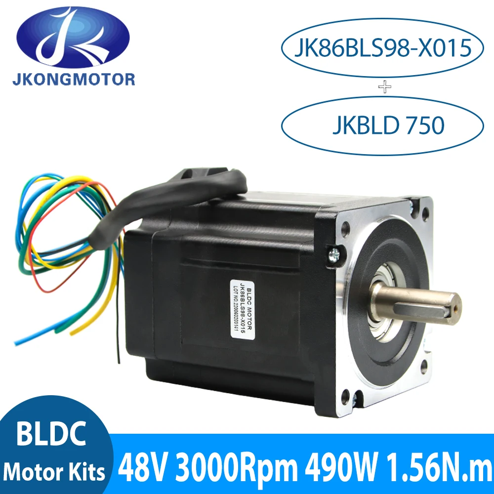 

Jkongmotor 86mm JK86BLS98 Brushless Dc Motor For Sale 48v 490W bldc hall sensor Electric Motor 1.56N.m BLDC Motor Set