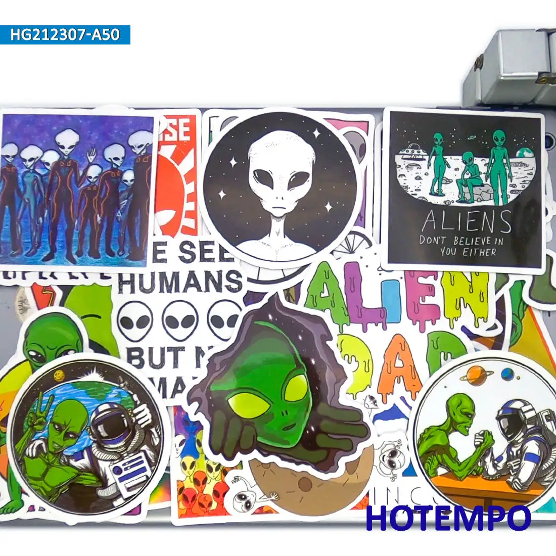 50 stuks, Alien, Astronaut, ET, UFO, Outer Space Stijl, Grappige Stickers, voor motorfiets, auto, fiets, skateboard, bagage, telefoon, gitaar, helm, beker, Laptop Sticker