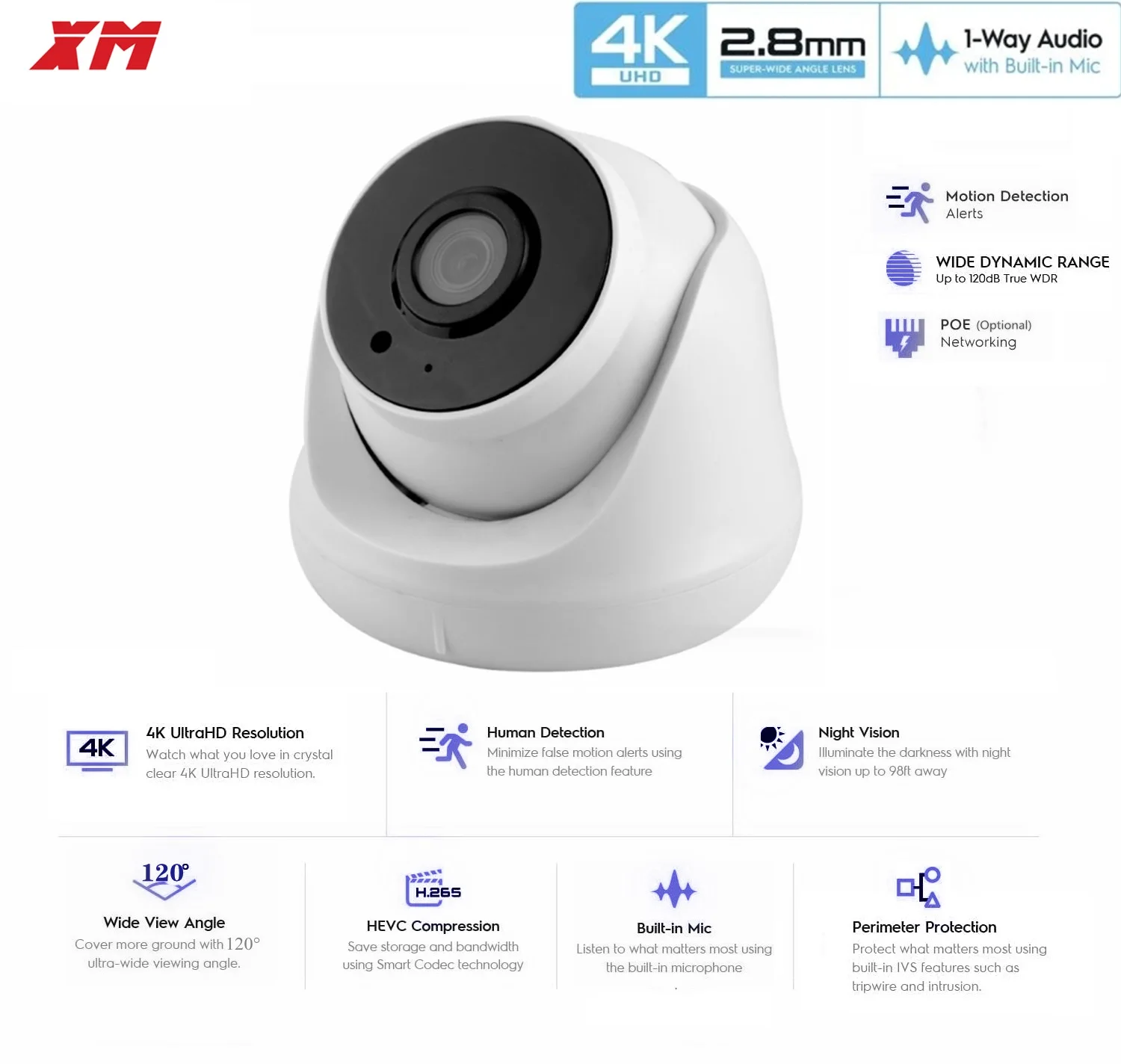 cameras de seguranca cctv com deteccao de rosto 4k xmeye 8mp ip poe ai audio interior vigilancia por video para sistema nvr h265 01