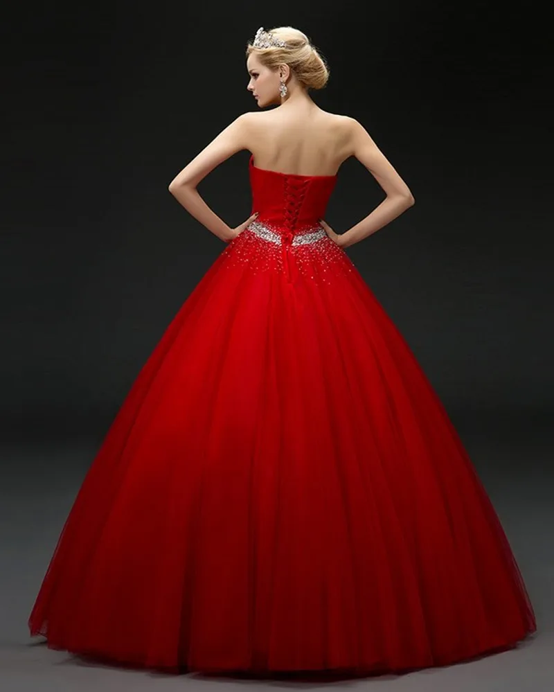 Red Tulle Quinceanera Dress 2024 Sweetheart Beaded Sequins Prom Party Princess Sweet 16 Ball Gown Vestidos De 15 Años