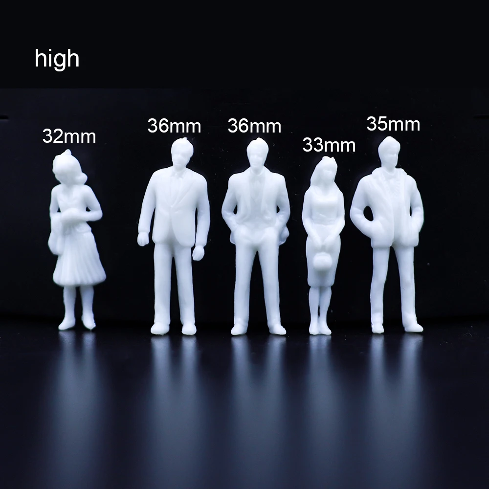 Scale 1:50 Unpainted People Model Miniature ABS Figures Materials For  Diy Making Train/Street Sand Table Passenger Scene Layout