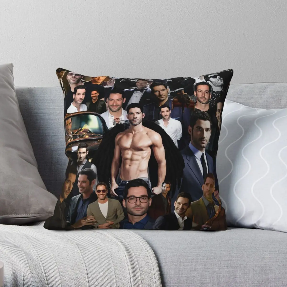 Tom Ellis Square Pillowcase Polyester Linen Velvet Pattern Zip Decor Pillow Case Sofa Seater Cushion Cover