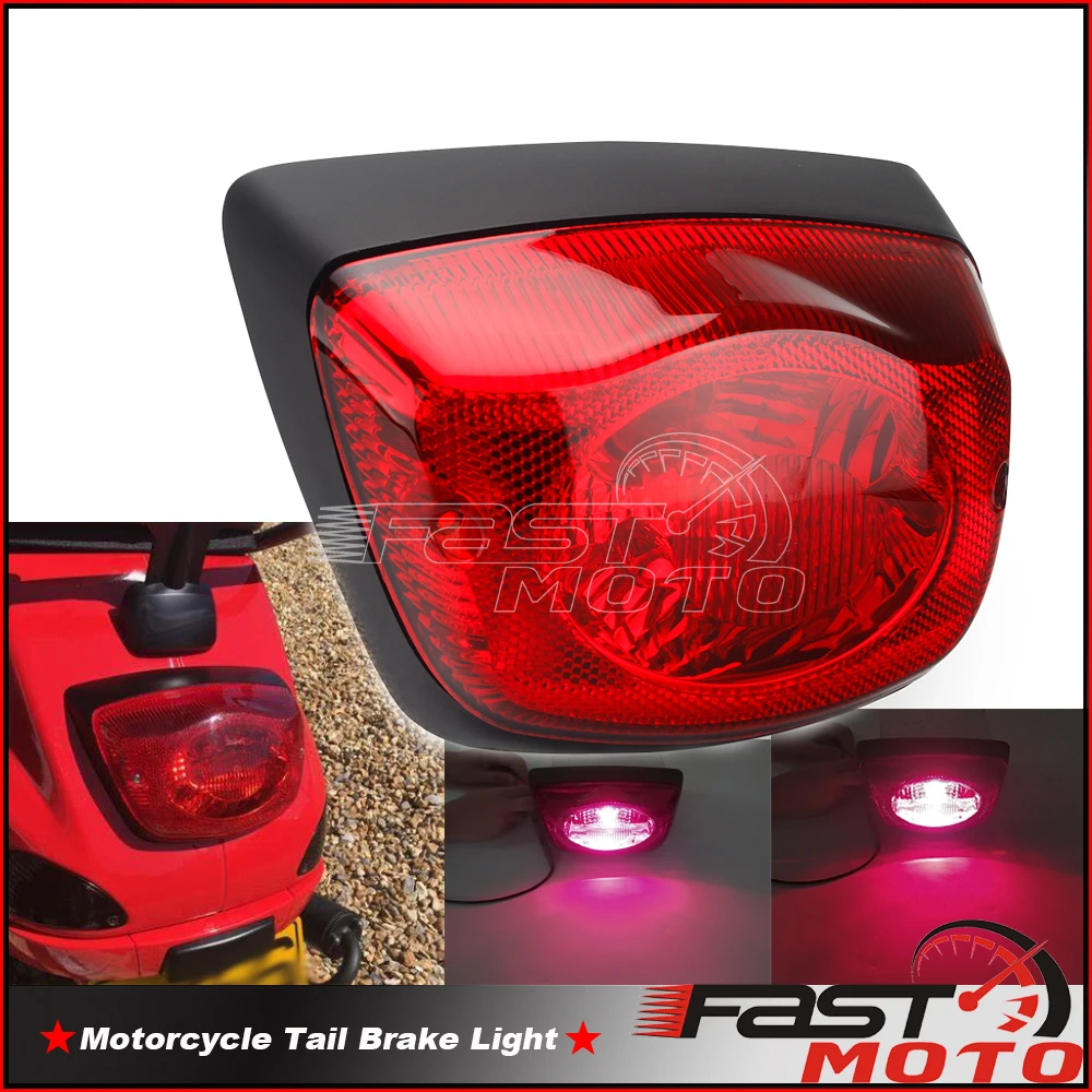 Motorcycle Accessories Red Taillight Tail Lamp Rear Brake Warning Light W/ Frame for 50 125 150 S LX IE E3 3V 4T 4V TOURING