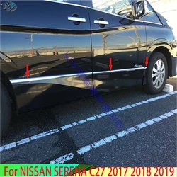 For NISSAN SERENA C27 2017 2018 2019 ABS Chrome Side Door Line Garnish Body Trim Accent Molding Cover Bezel Styling Protector