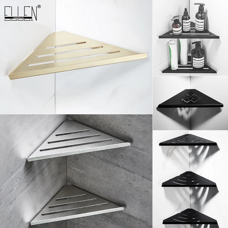 ELLEN Bathroom Corner Shelves Gold Brushed Nickel Stainless Steel Wall Shelf Shower Storage Bathroom Accessories Shelves EL42