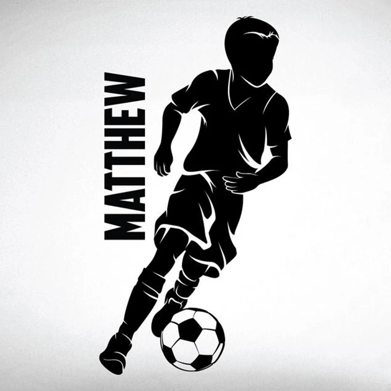 Custom name girls and boy soccer dribbling wall decal - 0272 - Home Decor - Wall Decor - Girls Soccer Ladies - Dribbling Y1-006