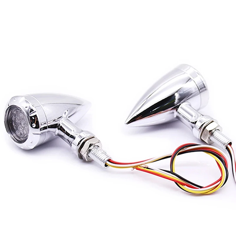 2pcs Motorcycle LED Two-Color Turn Signal Light Flexible Indicator Flashers Pointer 12V 1.2W For Cafe Racer Modified Accessories